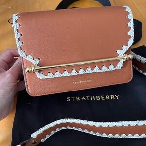 Strathberry Mini East/West Crochet Stitch Leather Shoulder Bag